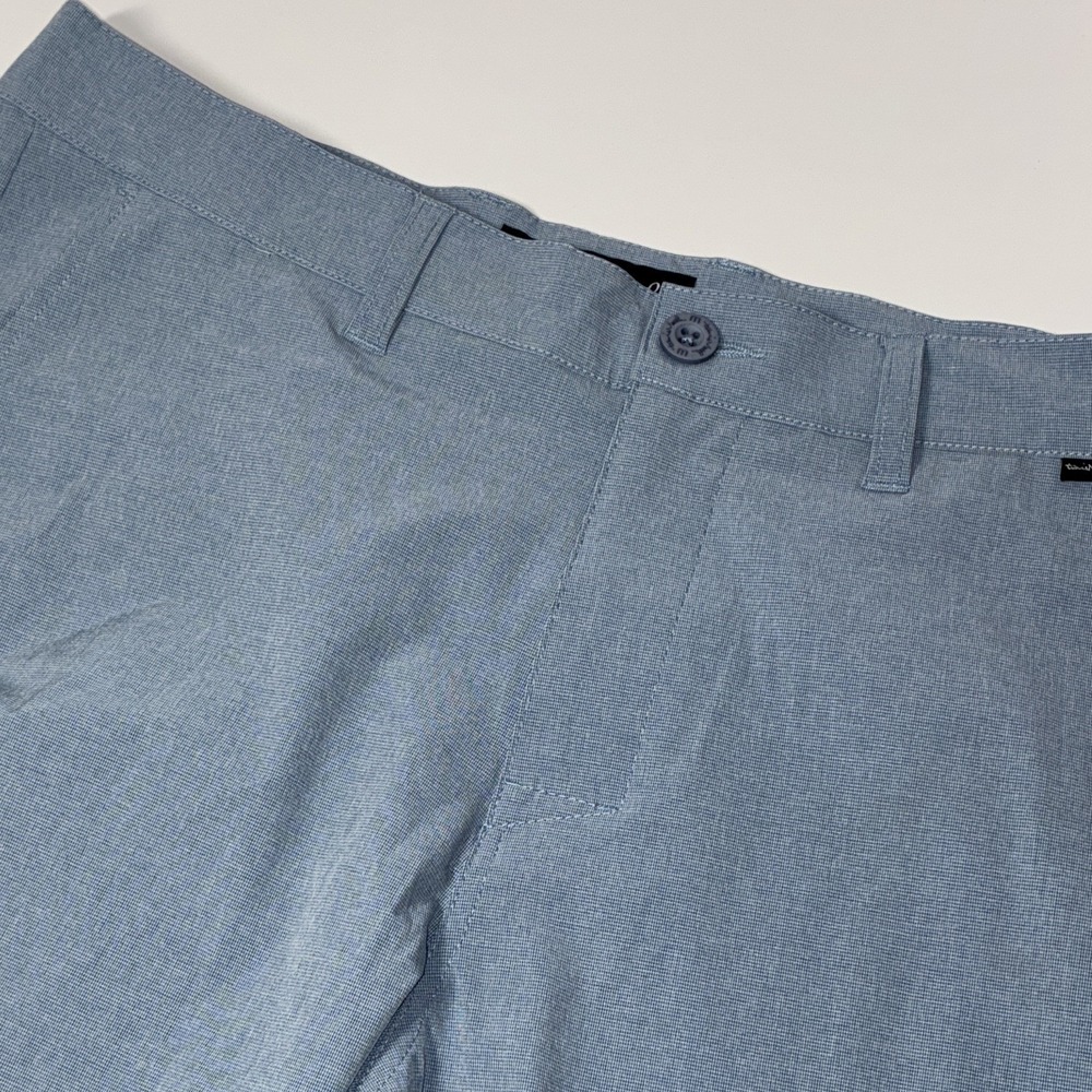 TravisMathew Men's Golf Shorts Microcheck Blue 34 10" Inseam Stretch Pockets